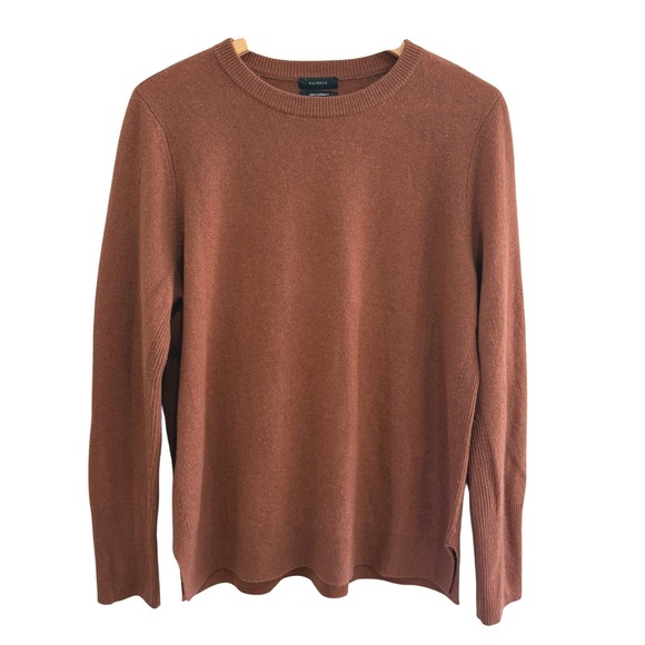 Halogen XL Cashmere Crew Neck Pullover Sweater Copper Brown Soft Knit - Picture 1 of 8